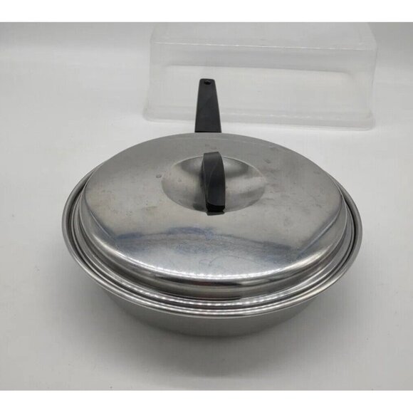 Vintage FLINT WARE-EKCO Stainless Steel 10" SKILLET Frying Pan with Lid USA - Picture 10 of 12